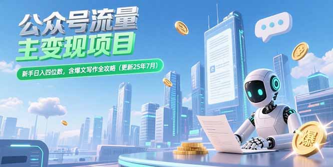 公众号流量主变现项目,新手日入四位数,含爆文写作全攻略(更新25年7月-十九云栈十九云栈