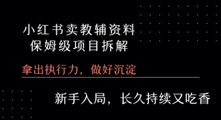 小红书卖小学教辅资料 保姆级项目拆解 1次课程彻底讲清楚!-十九云栈十九云栈