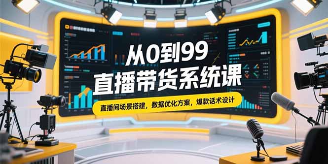 从0到99直播带货系统课,直播间场景搭建,数据优化方案,爆款话术设计-十九云栈十九云栈