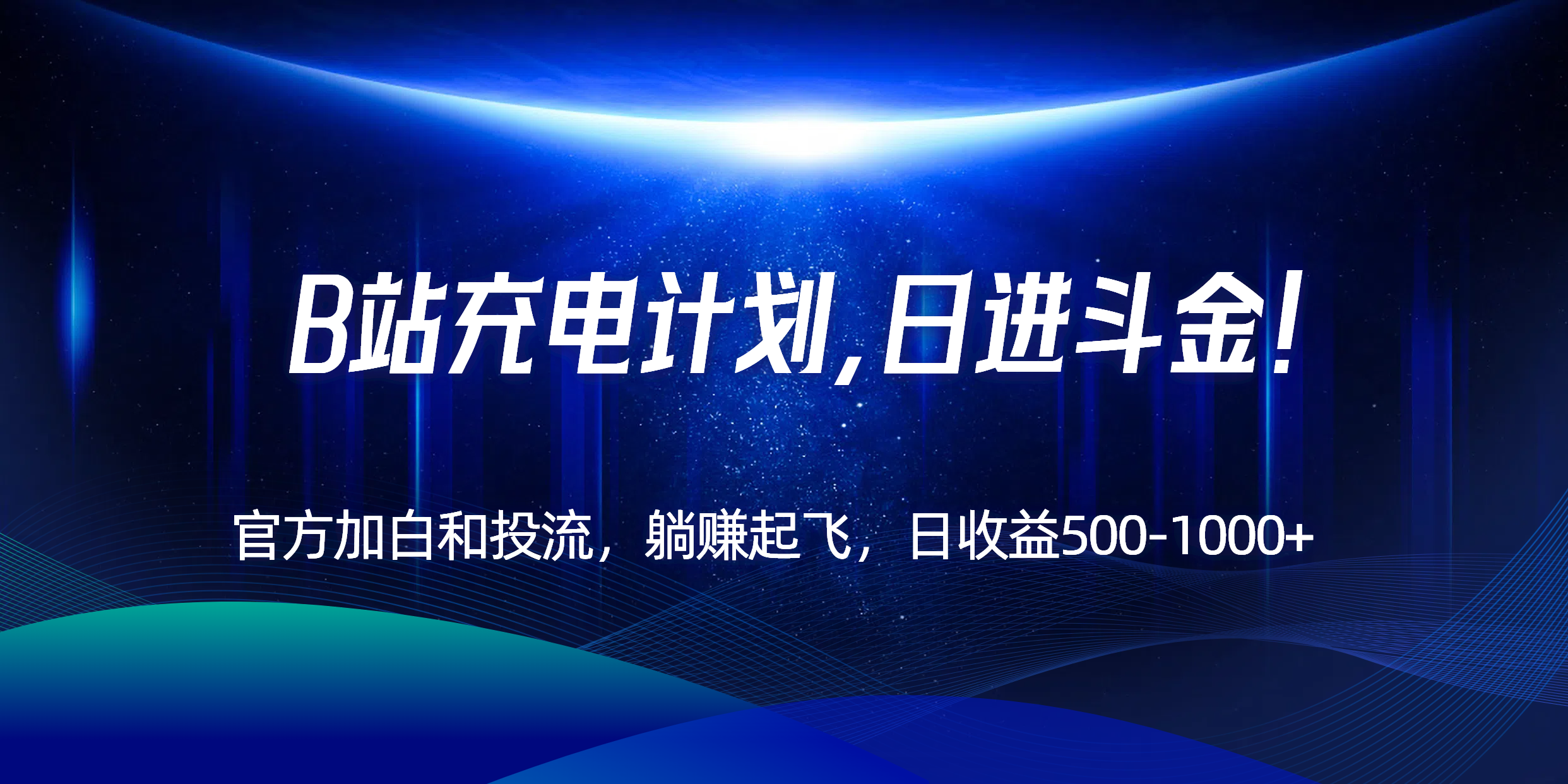 B站充电计划,官方加白和投流,躺赚起飞,日收益500-1000+!-十九云栈十九云栈