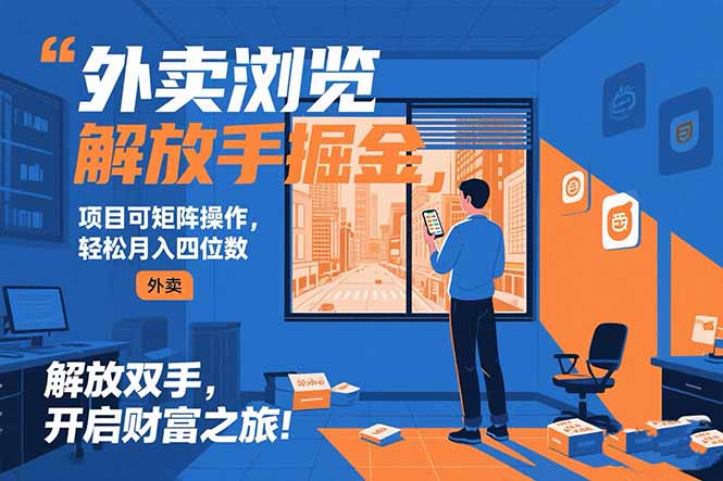 外卖浏览掘金项目 可矩阵操作 轻松日入500+-十九云栈十九云栈