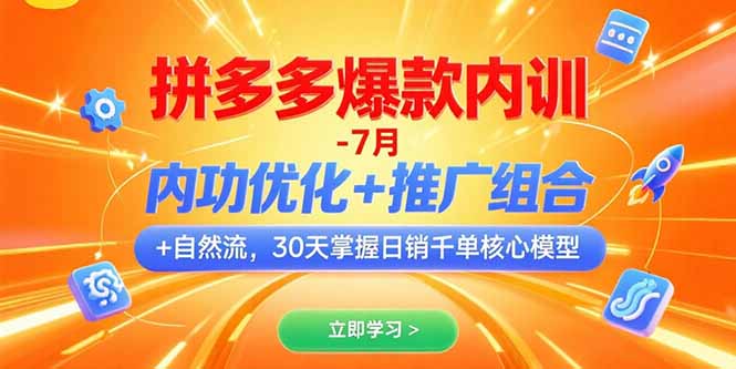 拼多多爆款内训-7月 内功优化+推广组合+自然流 30天掌握日销千单核心模型-十九云栈十九云栈