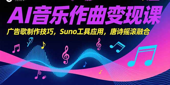 AI音乐作曲变现课,广告歌制作技巧,Suno工具应用,唐诗摇滚融合-十九云栈十九云栈