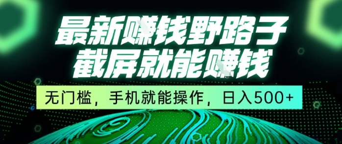 最新野路子截屏就能挣钱，无门槛，手机就能操作，日入5张【揭秘】-十九云栈十九云栈