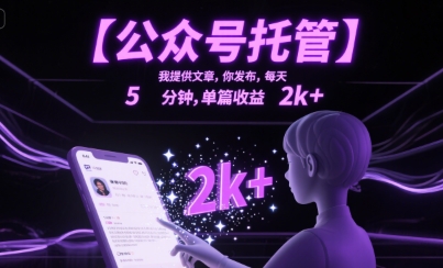 【公众号托管 】我提供文章,你发布,每天5分钟,单篇收益2k+【揭秘】-十九云栈十九云栈