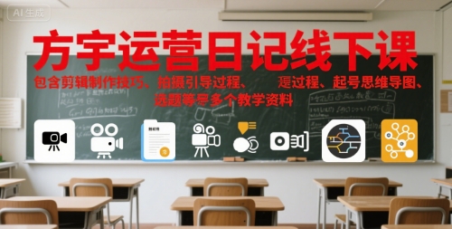 方宇运营日记线下课,包含剪辑制作技巧、拍摄引导过程、起号思维导图、选题等多个教学资料-十九云栈十九云栈