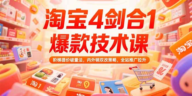 淘宝4剑合1爆款技术课73期:阶梯提价破量法,内外销双改策略 全站推广拉升-十九云栈十九云栈