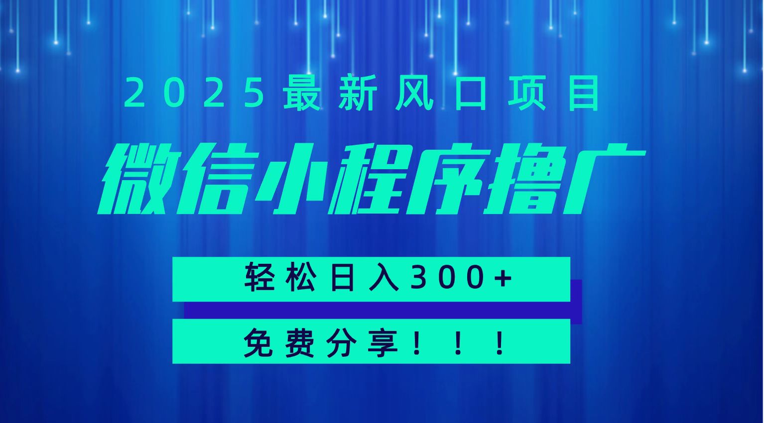微信小程序撸广,最新风口项目,日入300+ 免费分享 可批量操作 小白可轻松上手!!-十九云栈十九云栈